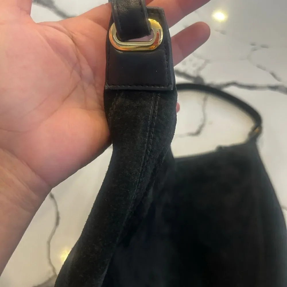 GANSON Black Suede Shoulder Bag